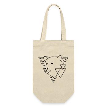 Bär in geometrischer Form - Line-Art-Design - Geschenkbeutel für Flaschen - Natur - Vorne