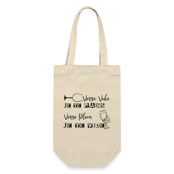 Vin et Verre en Lettre Unique - Sac à bouteille - nature - Devant
