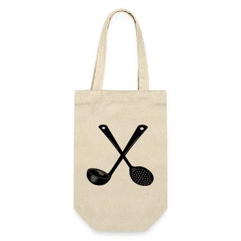 Cuillère à soupe croisée et cuillère à fente - Sac à bouteille - nature - Devant