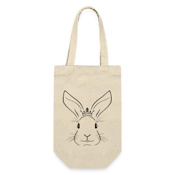 Umrissener Kaninchenkopf - Geschenkbeutel für Flaschen - Natur - Vorne