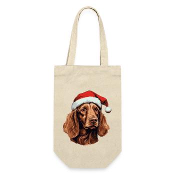 Irish Setter Hund Weihnachten Kopf - Geschenkbeutel für Flaschen - Natur - Vorne