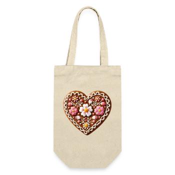 Gingerbread Heart: Sweet Tradition and Love Combined - Gift Bag for Bottles - nature - Front