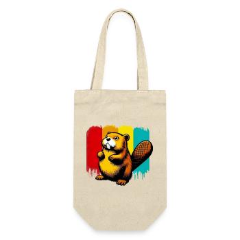 Bieber - Geschenkbeutel für Flaschen - Natur - Vorne