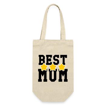 Beste Mama - Muttertag - Geschenkbeutel für Flaschen - Natur - Vorne