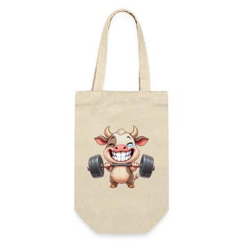 Strong cow with dumbbell fitness bodybuilding workout - Gift Bag for Bottles - nature - Front