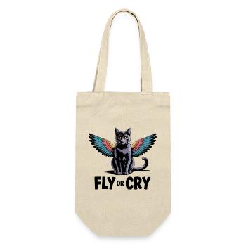Fliege oder rufe Katze - Geschenkbeutel für Flaschen - Natur - Vorne