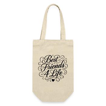 Beste Freunde Fürs Leben - Geschenkbeutel für Flaschen - Natur - Vorne