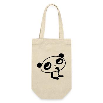 Niedlicher Panda – Kawaii Bär & Bambus Design - Geschenkbeutel für Flaschen - Natur - Vorne