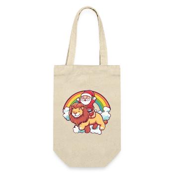Löwe Weihnachtsmann Weihnachten - Geschenkbeutel für Flaschen - Natur - Vorne