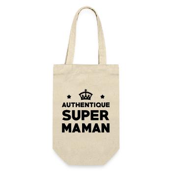 Authentic Super Mom - Mother's Day - Gift Bag for Bottles - nature - Front