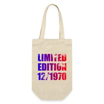 55. Geburtstag Limited Edition 12/1970 - Geschenkbeutel für Flaschen - Natur - Vorne