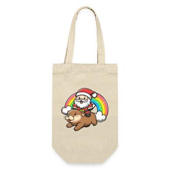 Beaver Santa Claus Christmas - Gift Bag for Bottles - nature - Front