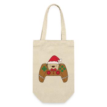 Gingerbread Video Game Controller Christmas Player - Gift Bag for Bottles - nature - Front