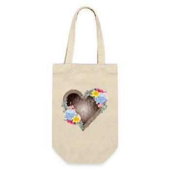 Nid d’oiseau en forme de cœur avec des fleurs printanières - Sac à bouteille - nature - Devant