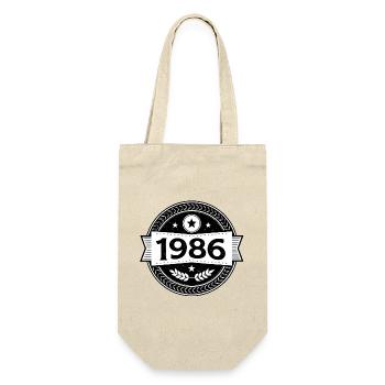 1986 Emblem - 40 Years - Born in 1986 - Geschenkbeutel für Flaschen - Natur - Vorne