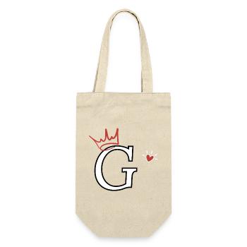 Buchstabe g Kronenherz - Geschenkbeutel für Flaschen - Natur - Vorne