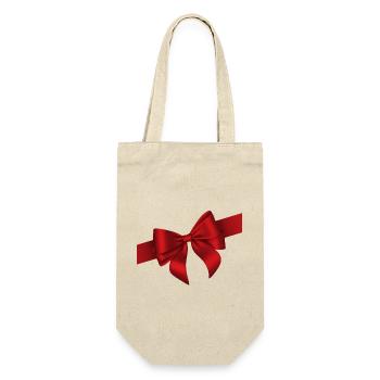 Red Bow Elegance - Geschenkbeutel für Flaschen - Natur - Vorne