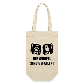 Die Würfel Sind Gefallen! JGA Hochzeit Brautpaar B - Geschenkbeutel für Flaschen - Natur - Vorne