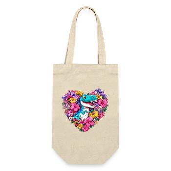 Dino Flower Heart - Gift Bag for Bottles - nature - Front