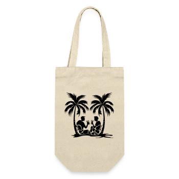 Palmen Party Urlaub Silhouette - Geschenkbeutel für Flaschen - Natur - Vorne
