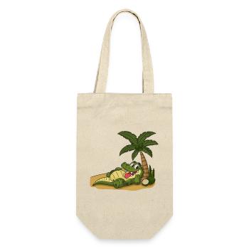 Crocodile on the palm beach - Gift Bag for Bottles - nature - Front