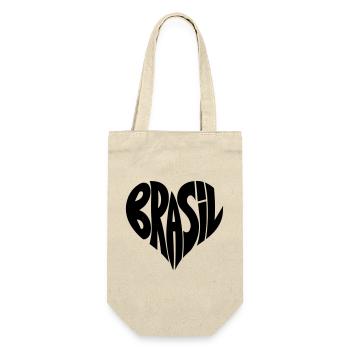 Brasil, Brazil Heart Typography - Gift Bag for Bottles - nature - Front