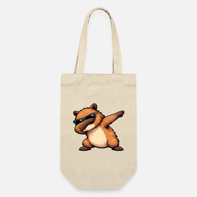 Dabbing Capybara - Geschenkbeutel für Flaschen - Natur