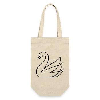 Minimalistisches Schwanendesign Elegante ästhetische Linienzeichnung - Geschenkbeutel für Flaschen - Natur - Vorne