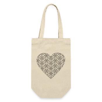 Herz mit Lebensblume - Liebe, Spiritualität & Stil - Geschenkbeutel für Flaschen - Natur - Vorne