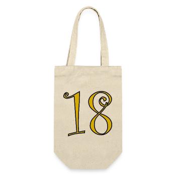 18. 18 JAHRE ALT. 18-JÄHRIGES JUBILÄUM. 18. GEBURTSTAG. - Geschenkbeutel für Flaschen - Natur - Vorne
