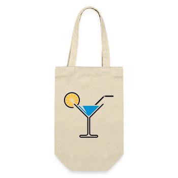Cocktail / Cocktailglas / Martini + (Hellblau) - Geschenkbeutel für Flaschen - Natur - Vorne