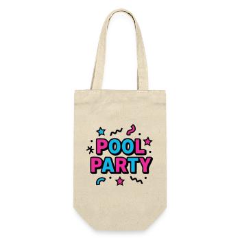 Pool Party 90er Schriftzug - Geschenkbeutel für Flaschen - Natur - Vorne