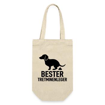 Bester Tretminenleger Dackel - Geschenkbeutel für Flaschen - Natur - Vorne