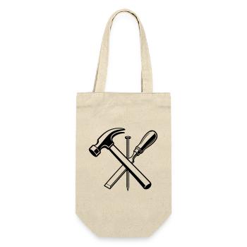 Carpenter Tool Hammer Nail Motif - Gift Bag for Bottles - nature - Front