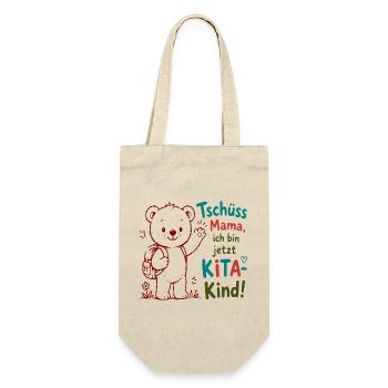 Kita Abschied Bär Motiv - Geschenkbeutel für Flaschen - Natur - Vorne