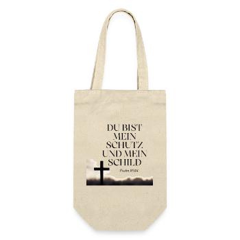 Du bist mein Schutz und Schild – Psalm 119 - Geschenkbeutel für Flaschen - Natur - Vorne