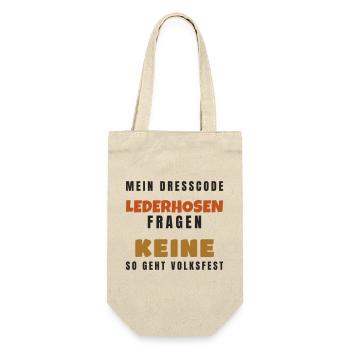 Lederhosen Dresscode - Volksfest Tracht Spruch - Geschenkbeutel für Flaschen - Natur - Vorne
