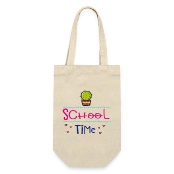 School Time - Geschenkbeutel für Flaschen - Natur - Vorne