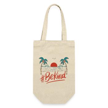BeKind Sunset Palm Tee - Geschenkbeutel für Flaschen - Natur - Vorne