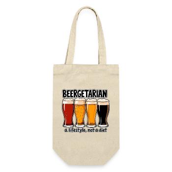 Beergetarier - Lustiges Bier T-Shirt - Geschenkbeutel für Flaschen - Natur - Vorne