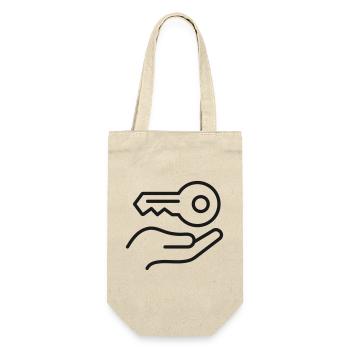 Tasten-in-Hand-Linien-Symbol - Geschenkbeutel für Flaschen - Natur - Vorne