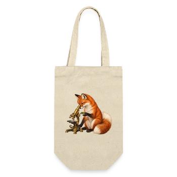 Fuchs mit Moos und Mikroskop - Geschenkbeutel für Flaschen - Natur - Vorne