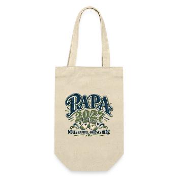 Papa 2027 Neues Kapitel, großes Herz | Werdender  - Geschenkbeutel für Flaschen - Natur - Vorne