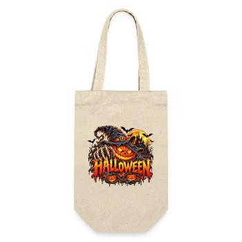Halloween Kürbis mit Krallen - Geschenkbeutel für Flaschen - Natur - Vorne