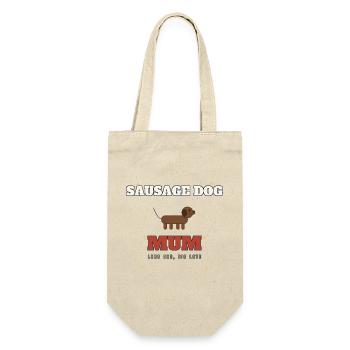 Wursthund-Mama lange Liebe - Geschenkbeutel für Flaschen - Natur - Vorne