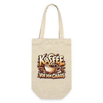 Kaffee vor dem Chaos Lustiges Geschenk für Freunde - Geschenkbeutel für Flaschen - Natur - Vorne