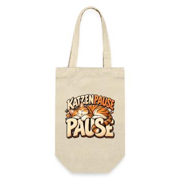 Katzenpause ist gut! Geschenkidee für Katzenfans - Geschenkbeutel für Flaschen - Natur - Vorne
