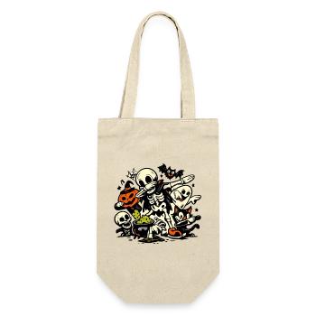 Skelett Kürbis Geist Halloween Party Kostüm - Geschenkbeutel für Flaschen - Natur - Vorne
