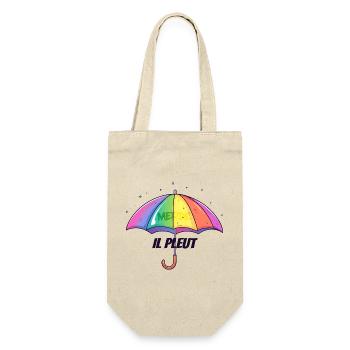 Il Pleut – Lustiger Regenschirm mit Humor - Geschenkbeutel für Flaschen - Natur - Vorne