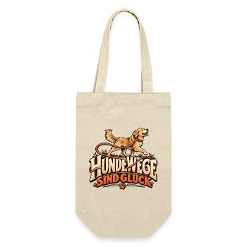 Hundewege sind Glück Liebevolles Hundemotiv - Geschenkbeutel für Flaschen - Natur - Vorne